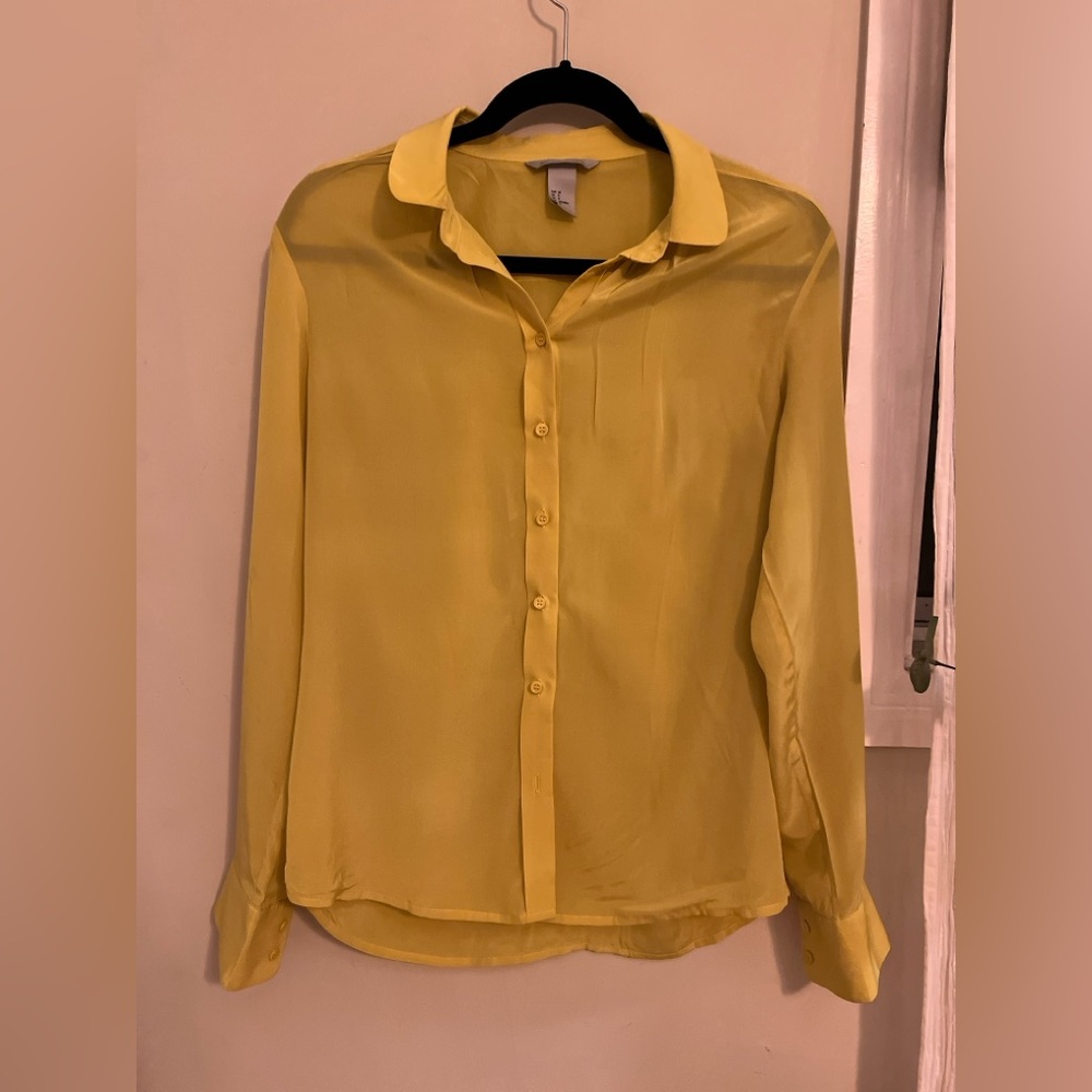100% Silk H&M Vibrant Yellow Chartreuse Lime Top